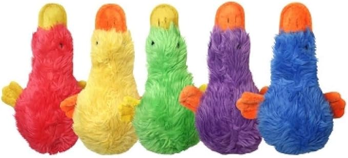 Multipet Duckworth Squeak Plush Dog Toy, 4 Inches (Pack of 2) (One of each Color)