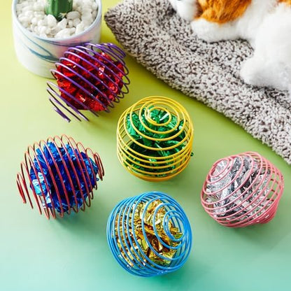 Jecery 5 Pcs Cat Toys Spring,Crinkle Ball,Multicolor - Image 4