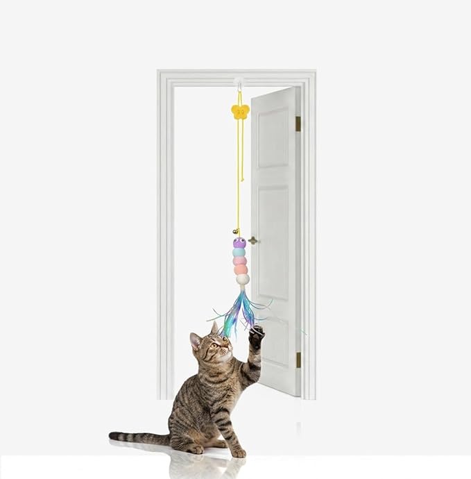 Cat Toys for Indoor Cats 12 Pack, Interactive Kitten Toy Set with Retractable Wand, Feather Refill, Door Hanging Toy & Silvervine Sticks, Self Play Cat Toys for Bored Cats Exercise & Hunting Instinct