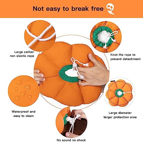 Cat Cone Collar,Cute Waterproof Recovery Collar,Anti-Bite Lick Wound Healing Safety Elizabethan e Collar for Cats,Orange Pumpkin Cat Halloween Costume - Image 3