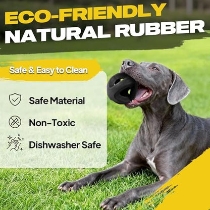 Fida Natural Rubber Dog Balls for Aggressive Chewers, Durable Dog Chew Toys for Large Dogs, Interactive Fetch & Tug of War Toys for Medium Large Breed Non-Toxic Dish Washable,4.5 * 4.5" - Image 2