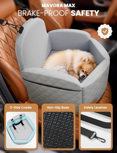 Dog Car Seat Booster for Small/Medium Dog up to 35lbs, Pure Grey - Image 5
