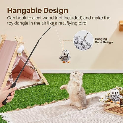 Potaroma Flapping Owl Cat Toys (No Flying), Lifelike Bird Chirp, Rechargeable Touch Activated Kitten Toy, Interactive Catnip Kicker Exercise Toys 4.0" for All Breeds - Image 6