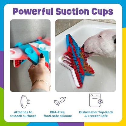 Brightkins Stars 'n' Stripes Lick Mat Mental Stimulation for Dogs,Feeding Treat Mats for Dogs and Cats,Enrichment Dog Food Mat,Puppy Training Tools,Cat Feeder Toy,Dog Toys Boredom,Slow Pet Feeder - Image 2