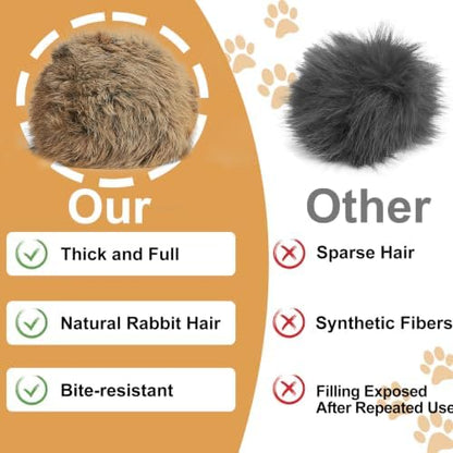 Large Rabbit Fur Cat Toy Ball 5-Inch, Soft Fluffy Catnip Ball for Indoor Cats, Furry Interactive Toy to Stimulate Hunting Instinct, Chase & Pounce Play, 1 Piece - Image 5
