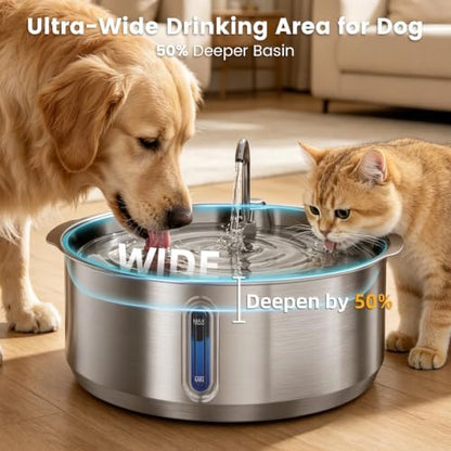 Invengo 8L/270oz Quiet Stainless Steel Dog Water Fountain, 2 Filters - Image 4