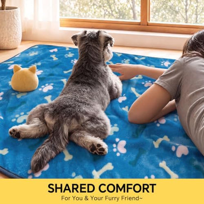 Luciphia 1 Pack 3 Blankets Fluffy Premium Fleece Pet Blanket Flannel Bone Printed Throw for Dog Cat, Soft Throw Cover for Crate Couch, Gifts Puppy Essentials,Blue/Grey/Brown, Small (23x16 inch) - Image 4