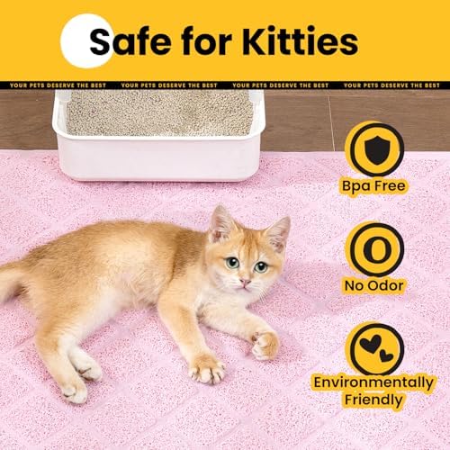 Conlun Cat Litter Mat Litter Trapping Mat, 24" x 17" Premium Durable PVC Grid Mesh with Scatter Control, Non-slip, Less Waste Cat Litter Box Mat, Pink - Image 7