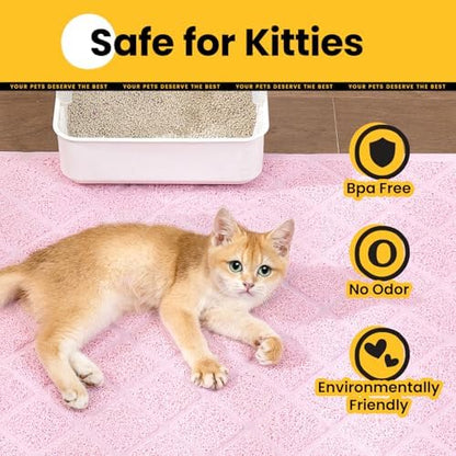 Conlun Cat Litter Mat Litter Trapping Mat, 24" x 17" Premium Durable PVC Grid Mesh with Scatter Control, Non-slip, Less Waste Cat Litter Box Mat, Pink - Image 7