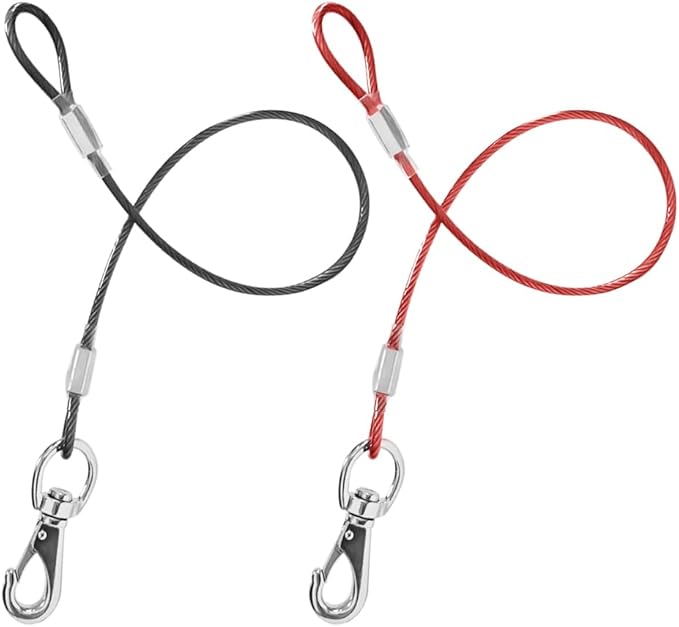 Chew Proof Dog Leash - 2Pack Metal Cable Lead,No Tangle Multiple Dog Leashes for Small and Medium Dogs- Heavy Duty Leash Extender for Collars & Harnesses(Black+Red, 20in/50cm)