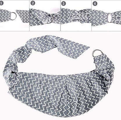 FDJASGY Small Pet Sling Carrier-Hands Free Reversible Pet Papoose Bag Tote Bag with a Pocket Safety Belt Dog Cat for Outdoor Travel (Gray Stripe) - Image 5