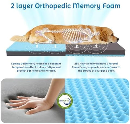 Cooling Dog Bed for Large Dogs, Orthopedic Memory Foam Pet Bed for Crate with Removable Washable Cover,Ideal for Arthritic Dogs (Cooling Fabric, X-Large-41"x 29" x 4") - Image 3