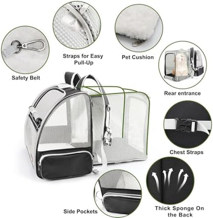 Texsens Innovative Traveler Bubble Backpack Pet Carriers for Cats and Dogs (Expandable-Black) - Image 3