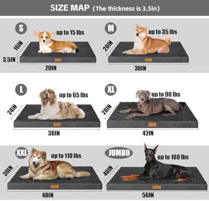 Patas Lague Orthopedic Large Dog Bed Pet Crate Mat 48''X30'' Dark Grey - Image 5