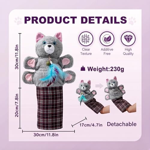 Cat Wrestling Glove with Bell & Catnip, Cats Puppet Wrestler with Tough Padding for Safe Play, Interactive Puppet Toy for Indoor Play, Exercise & Boredom Relief, Family Bonding & Feline Training - Image 2