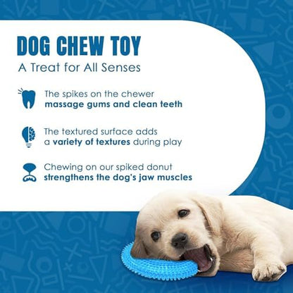 JOR Dog Oral Nub Squeaky Ring, Relief & Comfort for Teething Puppies, Floating Fetch Ring, Creates Slow Bowl for Fast Eaters, Round Rubber Ring Won’t Dent Floors, Puppy Essentials, Crystal Blue - Image 3