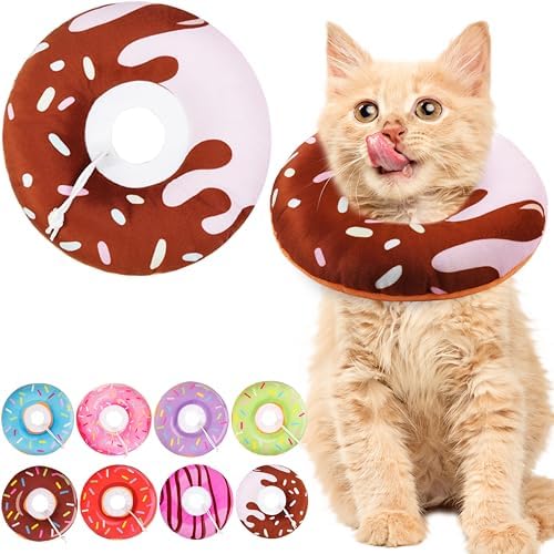 Cat Cone Collar Soft, Cute Cat Donut Collar After Surgery, Adjustable Kitten Recovery Cones to Stop Licking, Lightweight Neck Elizabethan Collars for Cats Kittens (Chocolate, Small) by Unknown