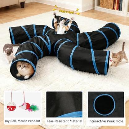 Joytale Cat Tunnel for Multiple Cats, 5-Way Indoor Tube Toy to Chase & Hide - Image 4