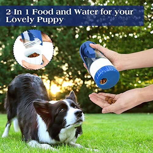 TIOVERY Upgraded Dog Water Bottle, Portable Dog Cat Puppy Pet Water Dispenser Feeder with Drinking Cup and Food Container Leak Proof for Outdoor Walking, Travel, Hiking 12OZ Blue - Image 6