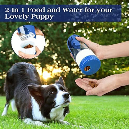 TIOVERY Upgraded Dog Water Bottle, Portable Dog Cat Puppy Pet Water Dispenser Feeder with Drinking Cup and Food Container Leak Proof for Outdoor Walking, Travel, Hiking 12OZ Blue - Image 6