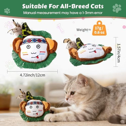Catnip Interactive Cat Toys Plush Feather Indoor Cats Anxiety Relief Monkey - Image 2
