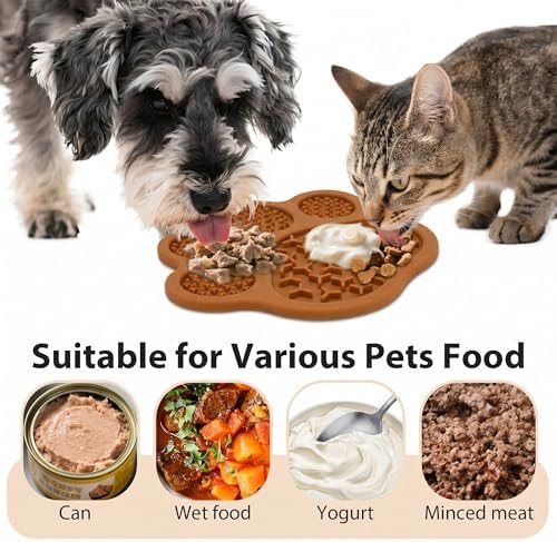 Lick Mat for Dogs & Cats, Slow Feeder Pad with Suction Cups Brown - Image 5