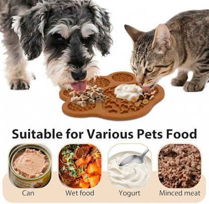 Lick Mat for Dogs & Cats, Slow Feeder Pad with Suction Cups Brown - Image 5