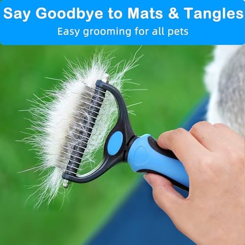 Pet Grooming Brush Cat Dog Undercoat Rake Comb Cats Shedding Brush with Metal Comb for Detangling and Dematting Pets Hair Double-Sided Shedding Comb for Dogs Cats-3PCS - Image 7
