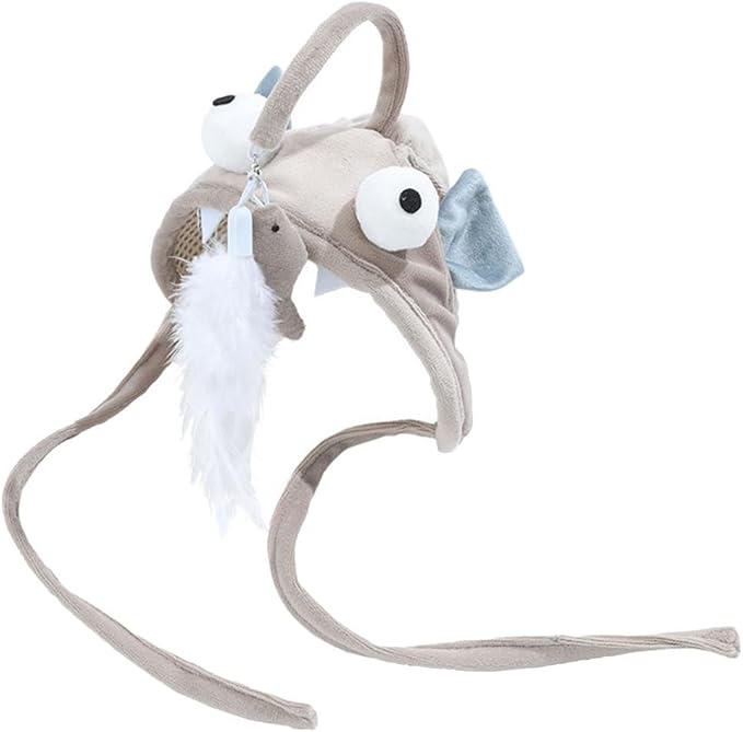 POPETPOP Pet Cat Teaser 2pcs Head Mounted Cat Headgear Interactive Self-Service Adjustable Size Hat