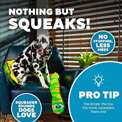 Outward Hound Durablez XX-Large Snake Stuffing-Free Squeaky Plush Dog Toy for Puppies & Dogs - Interactive, Soft Yet Tough, No Mess, Jumbo Squeaker, Long-Lasting Play, 70 inch, Blue - Image 4
