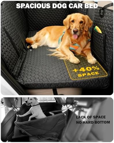 Dog Seat Cover for Back Seat, PU Dog Car Seat Cover Holds 420 lbs, Material Waterproof, Anti Scratch, Easy to Use and Clean, Hard Bottom Back Seat Extender for Dogs, Comfortable Car, SUV, Truck - Image 3