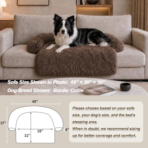 GGIB Calming Dog Bed Fluffy Plush Dog Mat for Furniture Protector with Removable Washable Cover for Large Medium Small Dogs and Cats (Large, Coffee) - Image 5