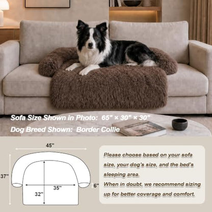 GGIB Calming Dog Bed Fluffy Plush Dog Mat for Furniture Protector with Removable Washable Cover for Large Medium Small Dogs and Cats (Large, Coffee) - Image 5