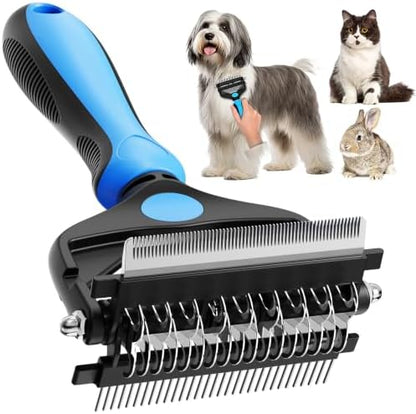3-in-1 Professional Pet Grooming Brush for Dogs & Cats – Dematting Comb, Undercoat Rake & Deshedding Tool for Long & Short Hair, Heavy Shedding & Matted Fur (Blue) by AXEFUN