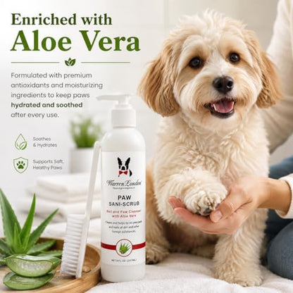 Warren London Paw Scrub – Deep Cleaning Paw & Nail Cleanser with Aloe Vera – Removes Dirt & Grime – Includes Scrub Brush – Made in USA - 8 oz - Image 3