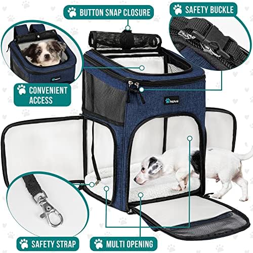 PetAmi Dog Backpack Carrier, Airline Approved 4-Way Entry Cat Bag, Blue - Image 3