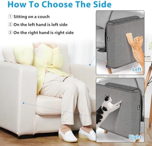NATUYA Sisal Cat Scratching Pad Sofa Corner Protection, All Gray, Right - Image 4
