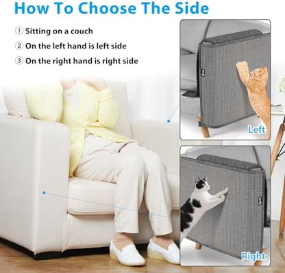 NATUYA Sisal Cat Scratching Pad Sofa Corner Protection, All Gray, Right - Image 4