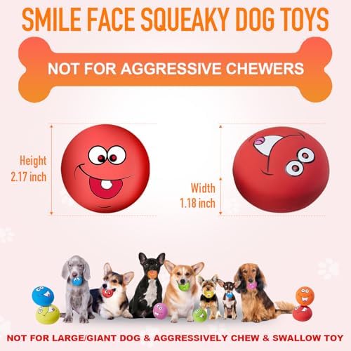 Squeaky Dog Toys Funny Face Chewing Latex Rubber Soft Fetch Play Interactive Dog Squeaky Balls for Puppy Small Medium Pet Dog (12PCS) - Image 2
