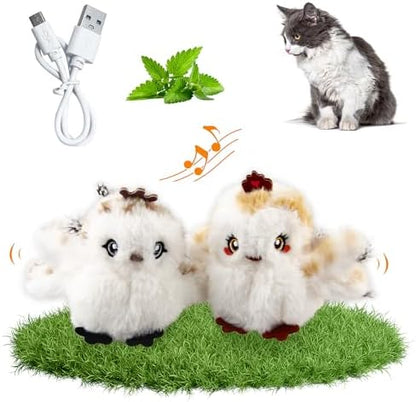 Gigwi Flappy Bird Cat Toy For Indoor Cats, Rechargeable Lifelike Sandpiper Interactive Flapping Bird Cat Toy Tweet, Flapping Wings & Lively Chirping, Catnip Toys For Kitten, Touch Activated (Couple) by PETGEEK