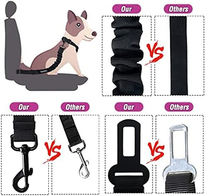 COOYOO Dog Seat Belt,3 Piece Set Retractable Dog Car Adjustable Seatbelts for Vehicle Nylon Pet Safety Heavy Duty & Elastic & Durable Car Harness for Dogs - Image 4