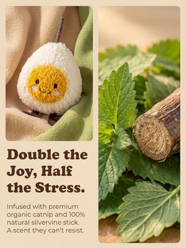 Cat Plush Toy [6000mg A+ Natural Catnip & Silvervine] with Teething Stick - Image 4