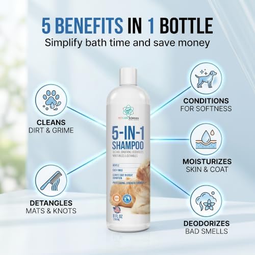 8 floz 5 in 1 Dog Shampoo for Itchy Skin - Sensitive Skin Dog Shampoo for Smelly Dogs - Dog Shampoos & Conditioners - Made in The USA - Image 4