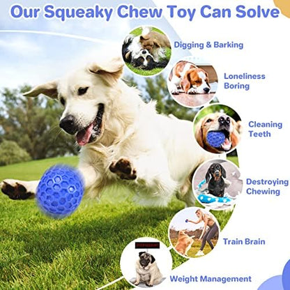 DISSKNIC Indestructible Squeaky Dog Ball, Relieves Anxiety, Cleans Teeth, Interactive Chew Toy for Aggressive Chewers, Dog Toy for Large Breeds, Outdoor Waterproof - Image 5