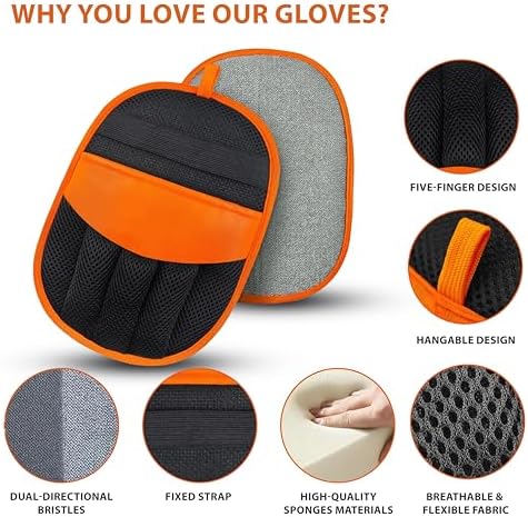 Pet Grooming Glove Set for Dogs & Cats - Professional Pet Hair Removal Glove with Free Nail Clippers and Silicone Finger Toothbrush - Image 4