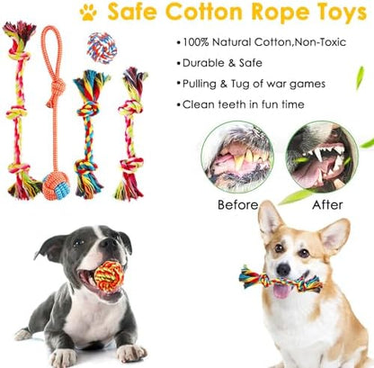 Aipper Dog Toys 25 Pack for Fun and Teeth Cleaning, Puppy Chew Toys Pack with Squeak Plush Toy,Squeaky Toy Balls,Tug of War and Rope Toys for Puppy to Small Dogs - Image 5