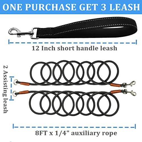 8 FT Double Dog Leash, 1/4" Rope Dual Lead, 2 Way Dog Leash - Image 3