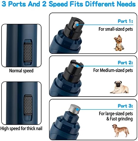 Casfuy Dog Nail Grinder Upgraded - Professional 2-Speed Whisper-Quiet Electric Pet Nail Trimmer Painless Paws Grooming & Smoothing for Small Medium Large Dogs & Cats (Dark Blue) - Image 4