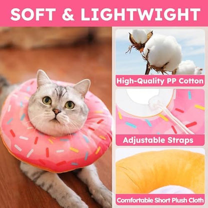 Hpetppy Cat Cone Collar Soft, Cat Recovery Collar for Wound Healing Cute Donut Adjustable Kitten Cones to Stop Licking Comfortable Lightweight Neck Elizabethan Collars for Kittens After Surgery - Image 3