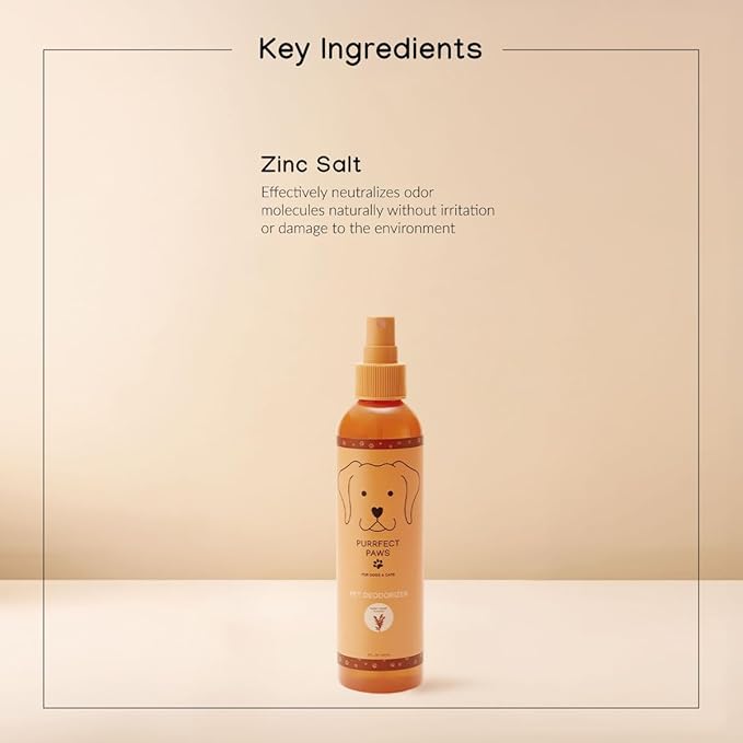 Pet Odor Neutralizing Air and Fabric Spray — Pet-Safe Deodorizer with Zinc Salt — Vegan and Cruelty-Free — Sweet Honey Almond Scent – Made in USA by Purrfect Paws